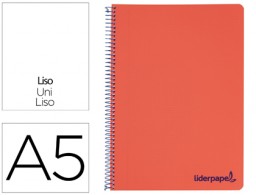 Cuaderno espiral Liderpapel Wonder A5 tapa plástico 120h micro 90g c/5mm. color rojo